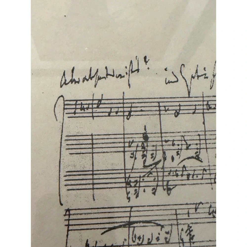 Vintage Framed Handwritten Sheet Music Manuscript Print Brass Frame 12x17